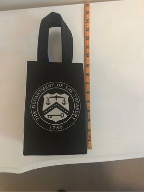 Black Department of the Treasury Logo Tote Bag for Men